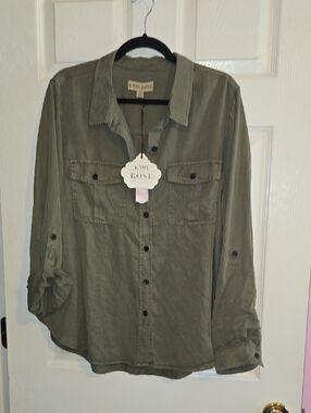 Knox Rose Olive Green Shirt with Label